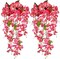 2 Pcs Fake Hibiscus Flowers Artificial Hanging Flowers Plants for Outdoors Realistic UV Resistant Spring Summer Decor Pink Silk Faux Flowers Trailing Vines for Front Door Porch Outside